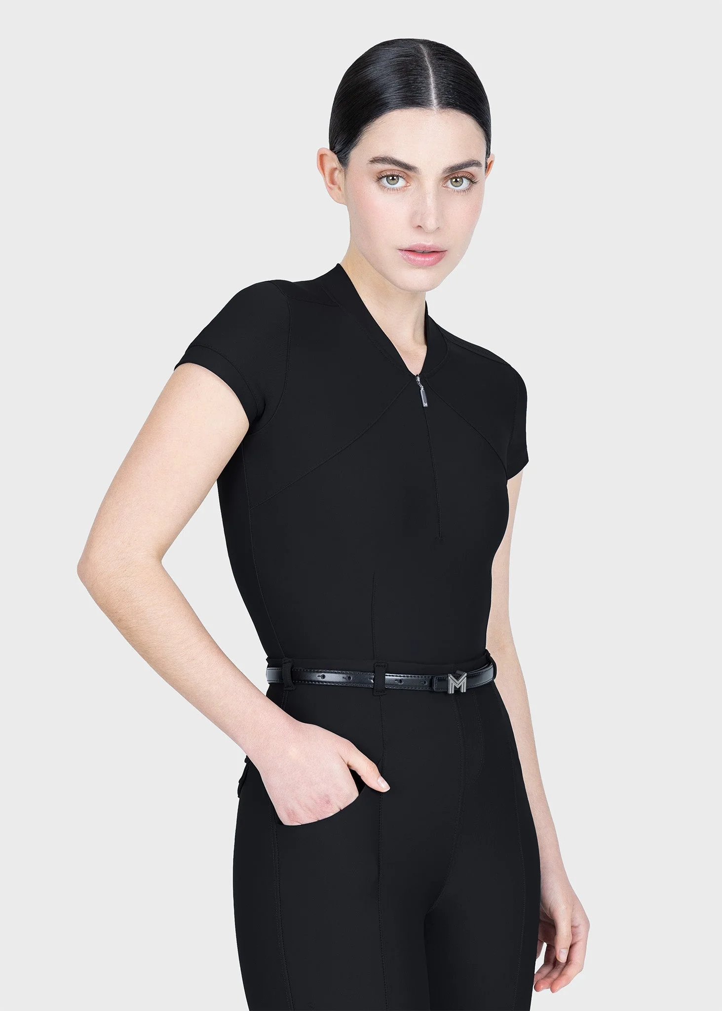 CAMISA VELYA SHORT SLEEVE BASE LAYER PRETO MAXIMILIAN EQUESTRTIAN