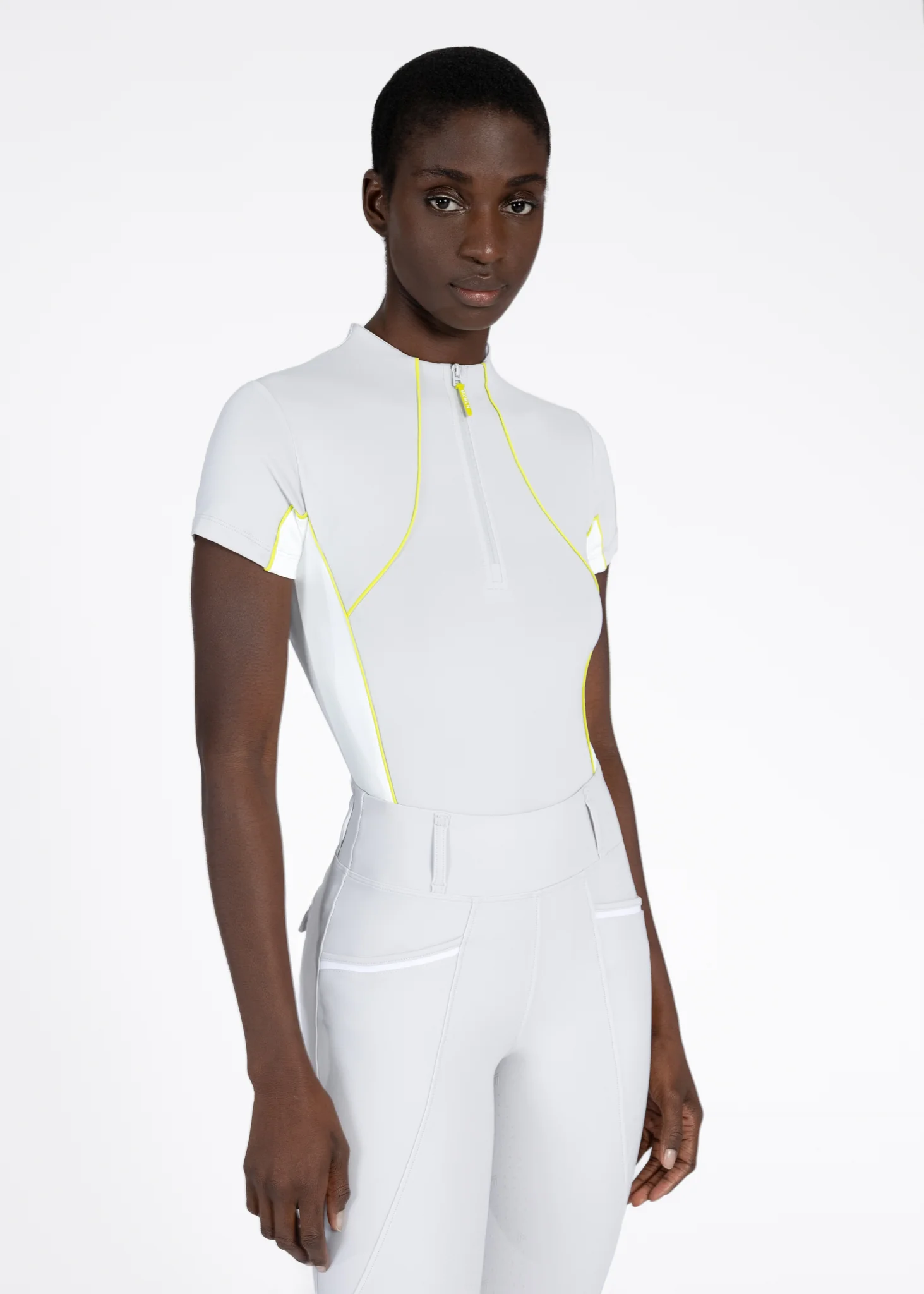 CAMISOLA DE EQUITAÇÃO CONTRAST SHORT SLEEVE BASE LAYER GLACIER/LIME MAXIMILIAN EQUESTRIAN