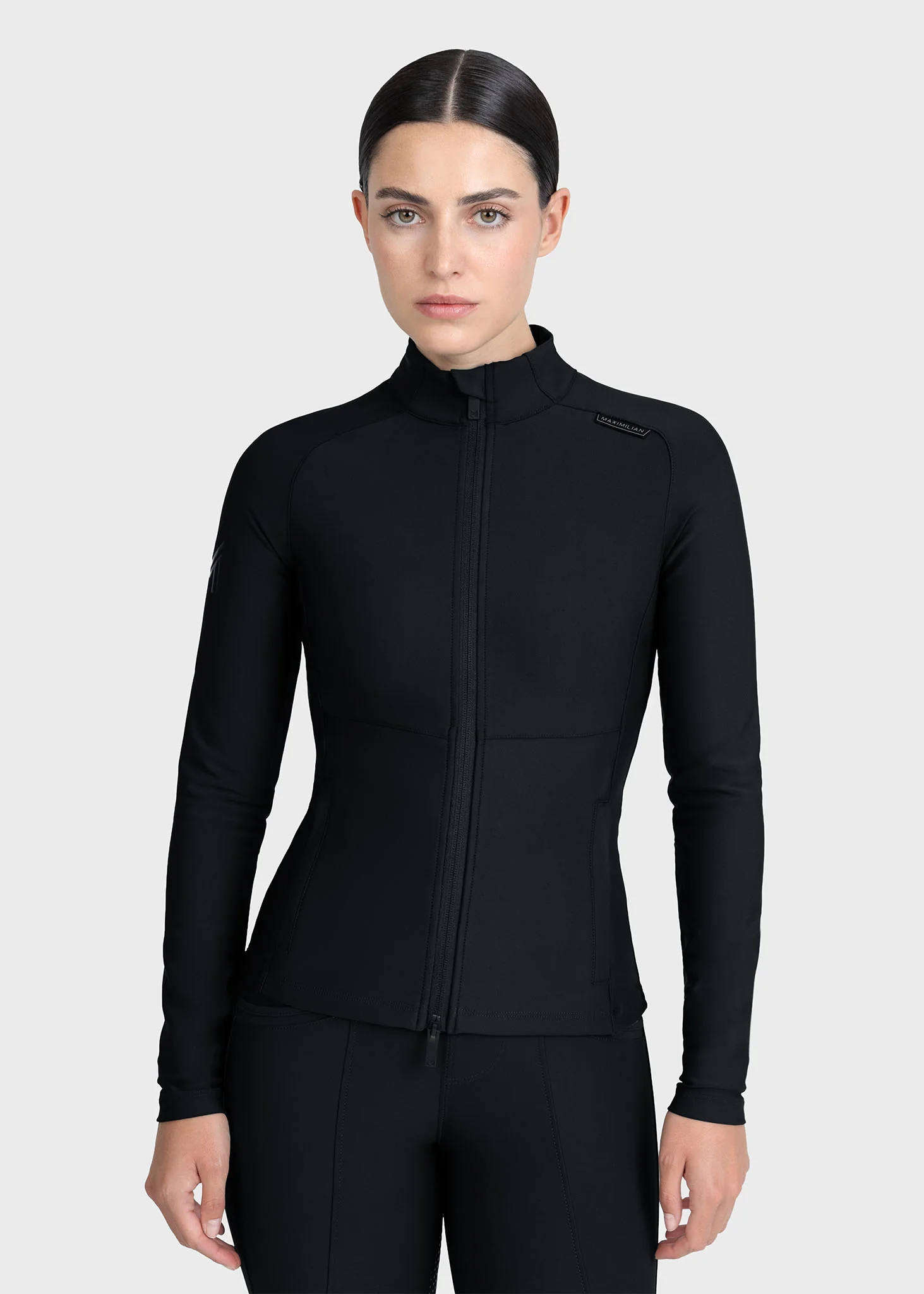 CASACO DE EQUITAÇÃO PARA SENHORA ALDRA TECHNICAL JACKET PRETO MAXIMILIAN EQUESTRIAN