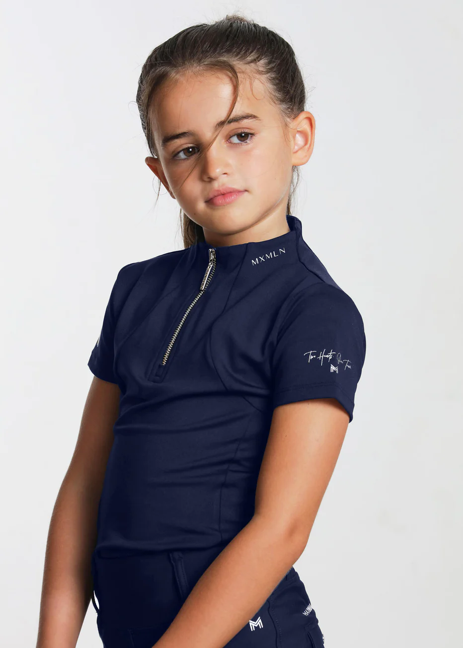 CAMISOLA DE EQUITAÇÃO PARA CRIANÇA SHORT SLEEVE BASE LAYER NAVY MAXIMILIAN EQUESTRIAN 