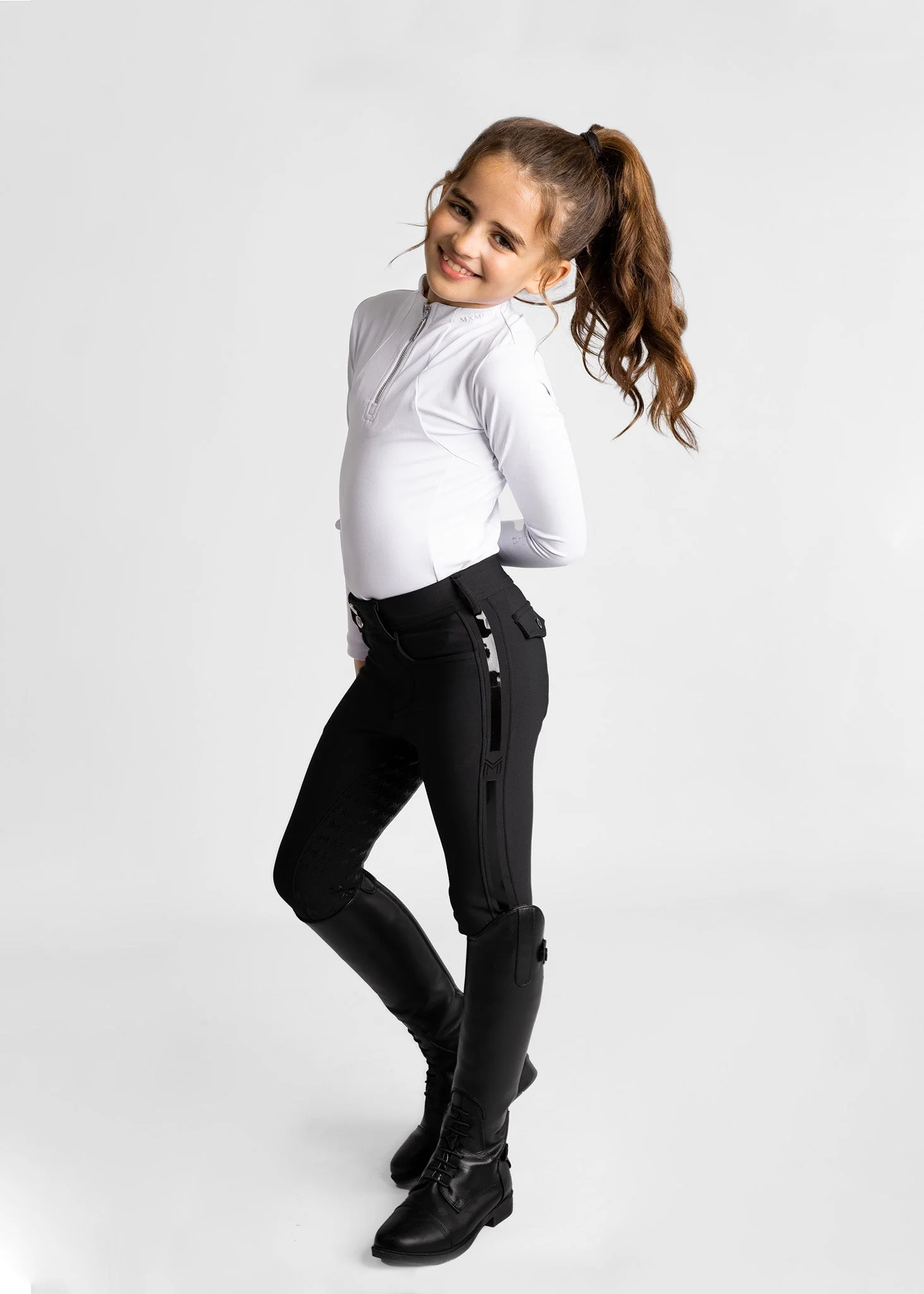 CALÇAS DE EQUITAÇÃO PARA CRIANÇA REFLECTION BREECHES PRETO MAXIMILIAN EQUESTRIAN