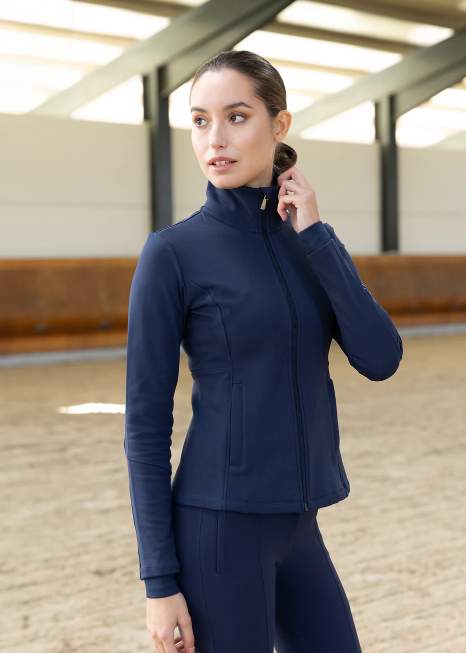 CAMISOLA DE EQUITAÇÃO PARA SENHORA  VERA FLEECED JACKET NAVY MAXIMILIAN EQUESTRIAN
