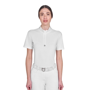 CAMISA POLO FEMININA SLIM FIT DE TREINO COM ZIPER E GOLA COM STRASS EQUESTRO 